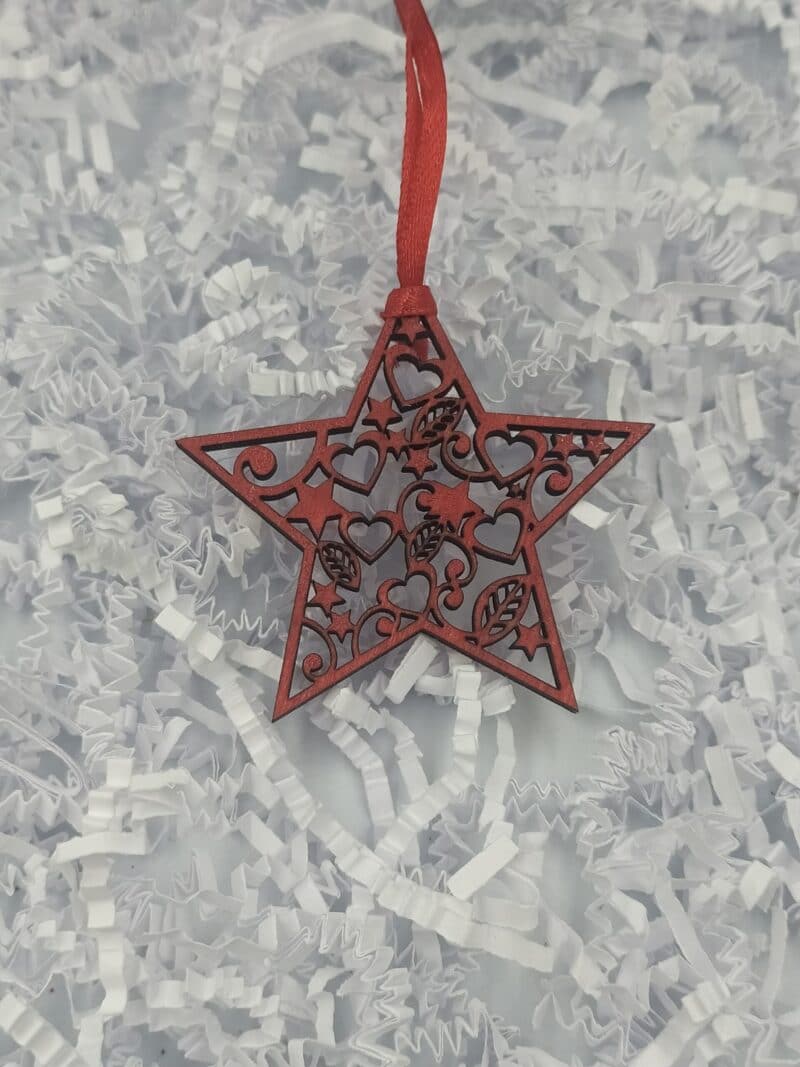 Χριστουγεννιάτικο στολίδι”Αστέρι κοκκινο χρώμα” ΕΠΟΧΙΑΚΑ woodworld