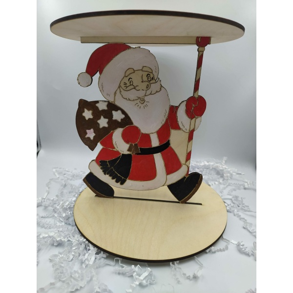 Χριστουγεννιάτικος ξύλινος δίσκος με τον Άγιο Βασίλη Χριστουγεννιάτικα Διακοσμητικά woodworld