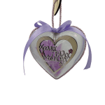 Καρδιά απο plexiglass με ξυλινη καρδιά 'χρόνια πολλά μανούλα'