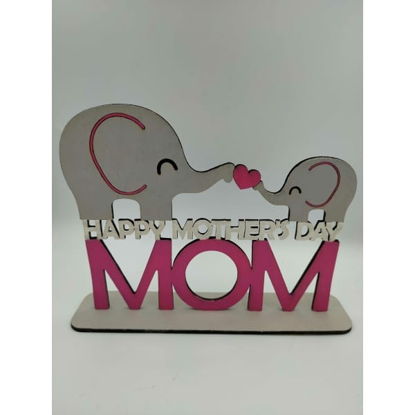 Ξύλινο διακοσμητικό- mom ελεφαντάκια Γιορτή της μητέρας woodworld