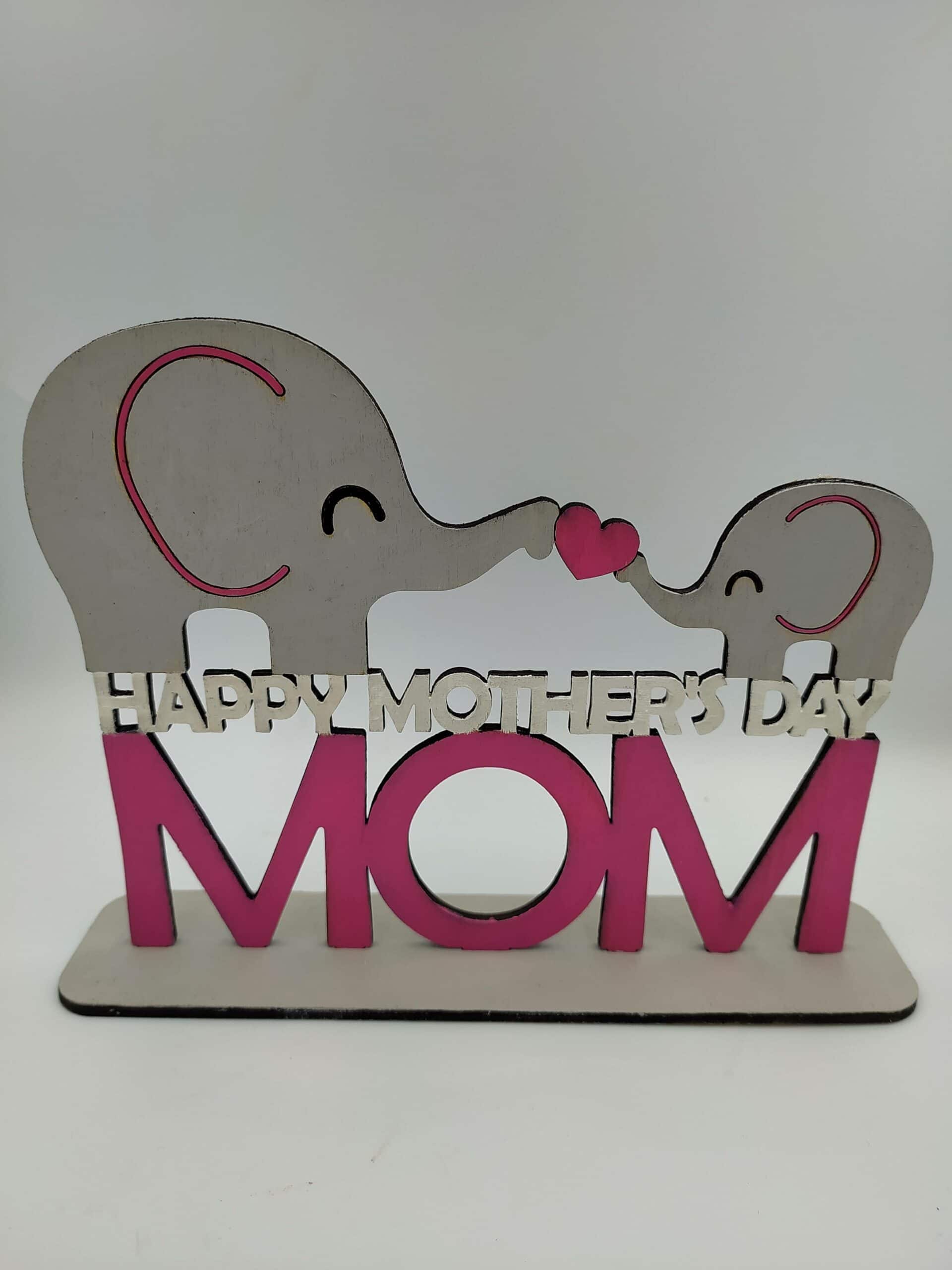 Ξύλινο διακοσμητικό- mom ελεφαντάκια Γιορτή της μητέρας woodworld