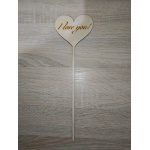 Ξύλινο Στικ καρδιά  i love you