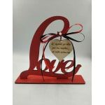 Ξύλινο διακοσμητικό - κρεμαστή καρδιά με βάση love
