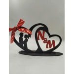 Ξύλινο διακοσμητικό - ζευγάρι με αρχικά