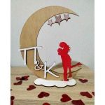 Διακοσμητικό φεγγάρι με ζευγάρι με αρχικά γράμματα