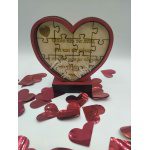 Ξύλινη καρδιά με παζλ και διαφανές Plexiglass