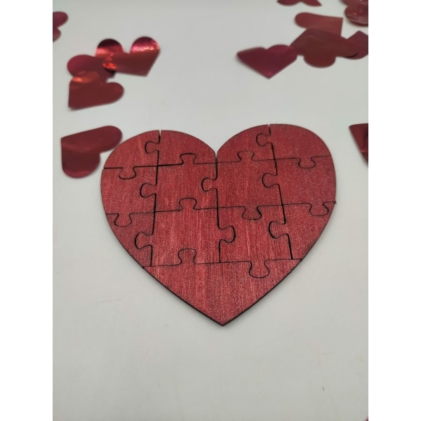 Ξύλινη καρδιά με παζλ και διαφανές Plexiglass Αγίου Βαλεντίνου woodworld