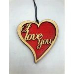 Ξύλινη κρεμαστή καρδία "I love you"