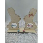 Ξύλινο επιτραπέζιο "κουνελάκια Νονός-Νονά"