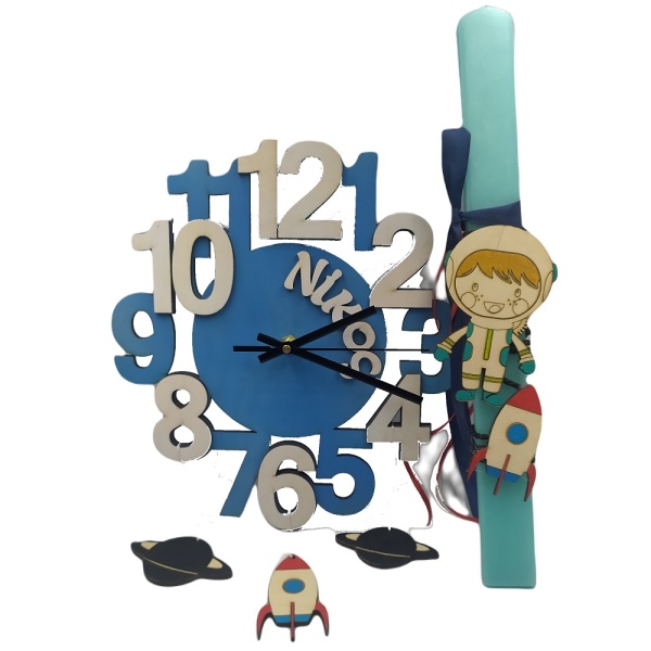 Σετ Λαμπάδα Αστροναύτης με ρολόι Λαμπάδες woodworld