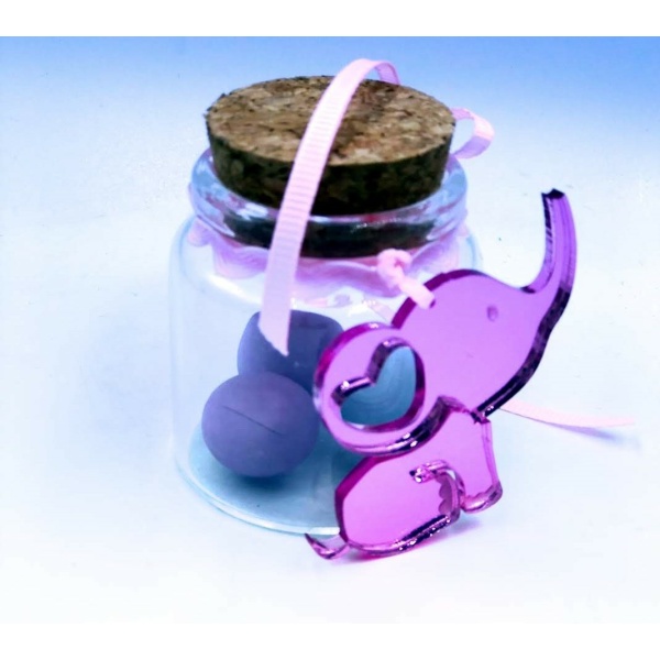 Κέρασμα γέννας βαζάκι ελεφαντάκι Plexiglass ρόζ Κεράσματα γέννας μαιευτηρίου woodworld