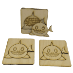 Προσκλητήριο ξύλινο σε μορφή puzzle με θέμα baby shark