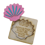 Προσκλητήριο ξύλινο σε μορφή puzzle με θέμα κοχύλι