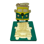 Προσκλητήριο ξύλινο σε μορφή puzzle με θέμα Van Aloha