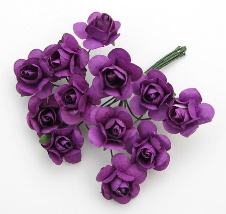 Τριαντάφυλλα 20mm μωβ σκούρο – 12 τεμάχια Λουλούδια woodworld
