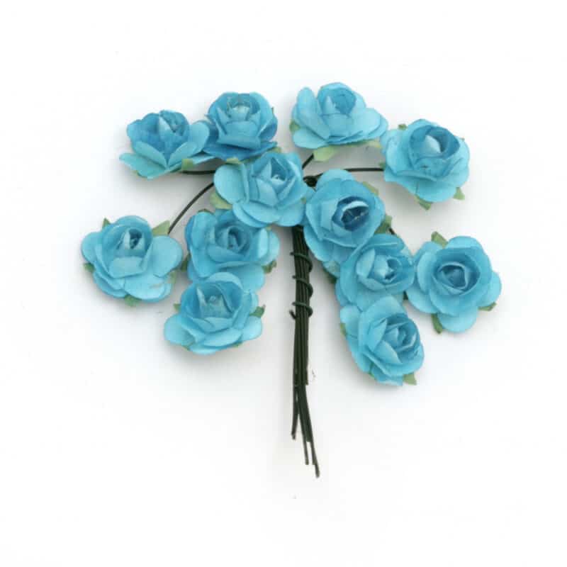 Τριαντάφυλλα 18 mm μπλε -12 τεμάχια Υλικά Διακόσμησης woodworld