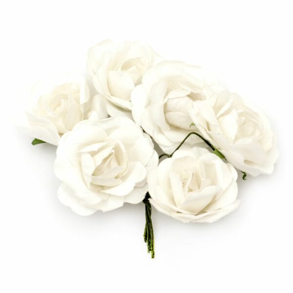 Τριαντάφυλλα σγουρά  λευκά -6 τεμάχια Λουλούδια woodworld
