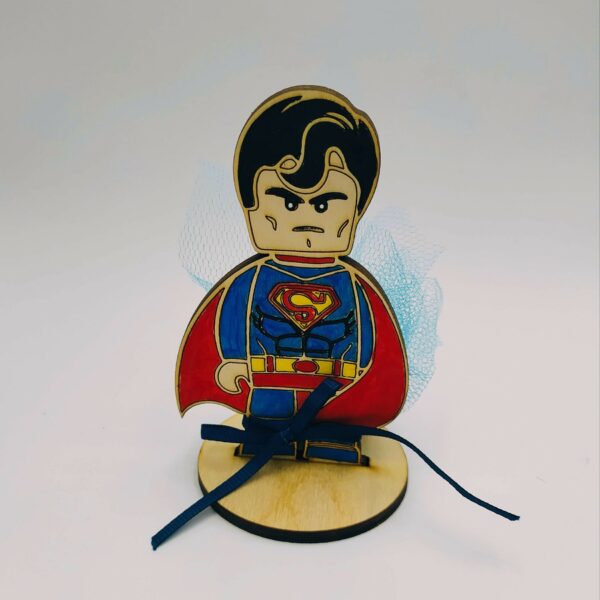 Επιτραπέζια μπομπονιέρα-Lego Superman Μπομπονιέρες βάφτισης woodworld