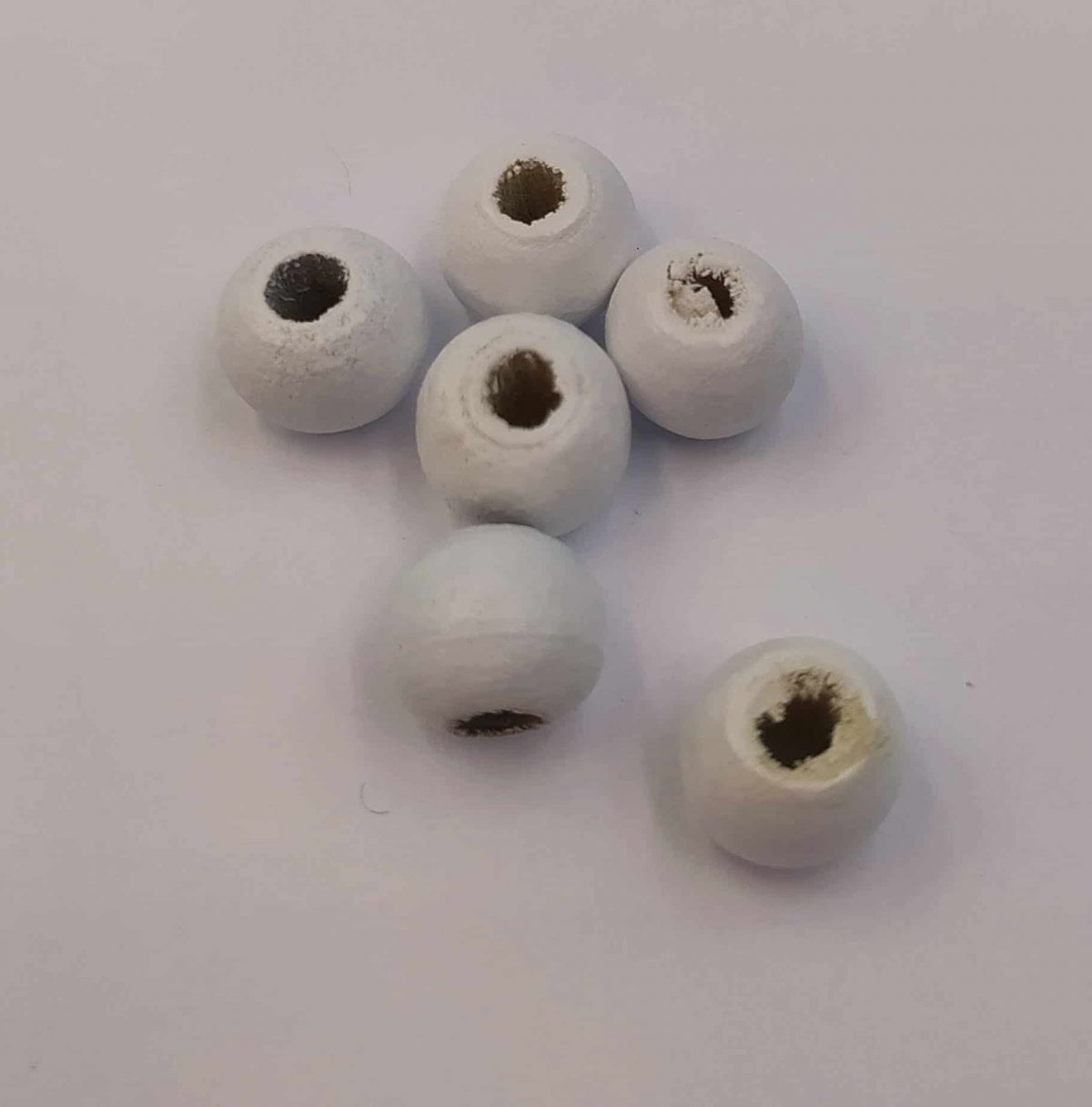 Ξύλινη Χάντρα Μπίλια Στρογγυλή λευκή - Image 1