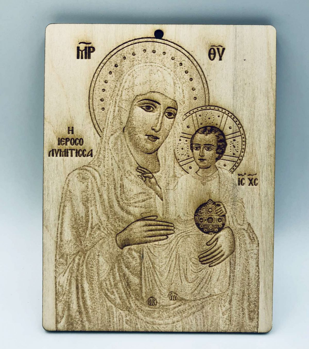 Χειροποίητη Ξύλινη εικόνα με την Παναγία Ιεροσολυμίτισσα - Image 1