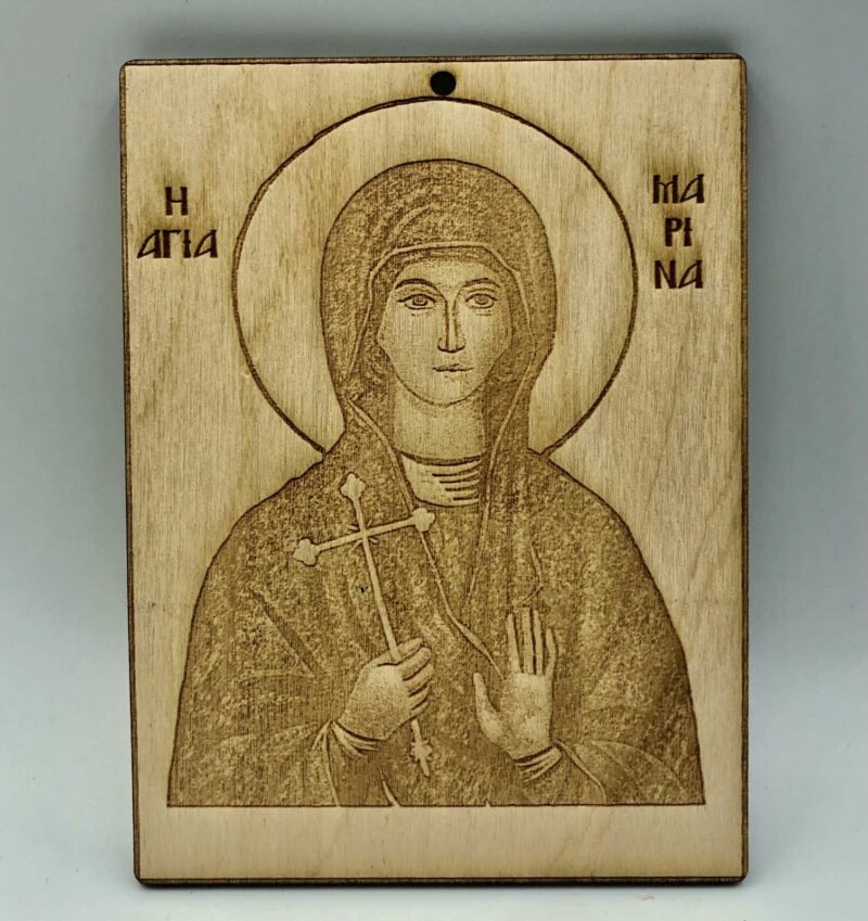 Χειροποίητη Ξύλινη εικόνα με την Αγία Μαρίνα Εκκλησιαστικά woodworld