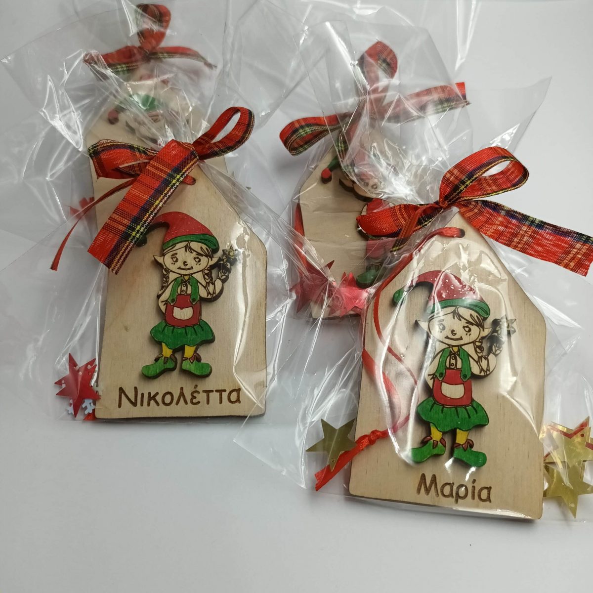 Χειροποίητο ξύλινο στολίδι ξωτικό με όνομα - Image 2