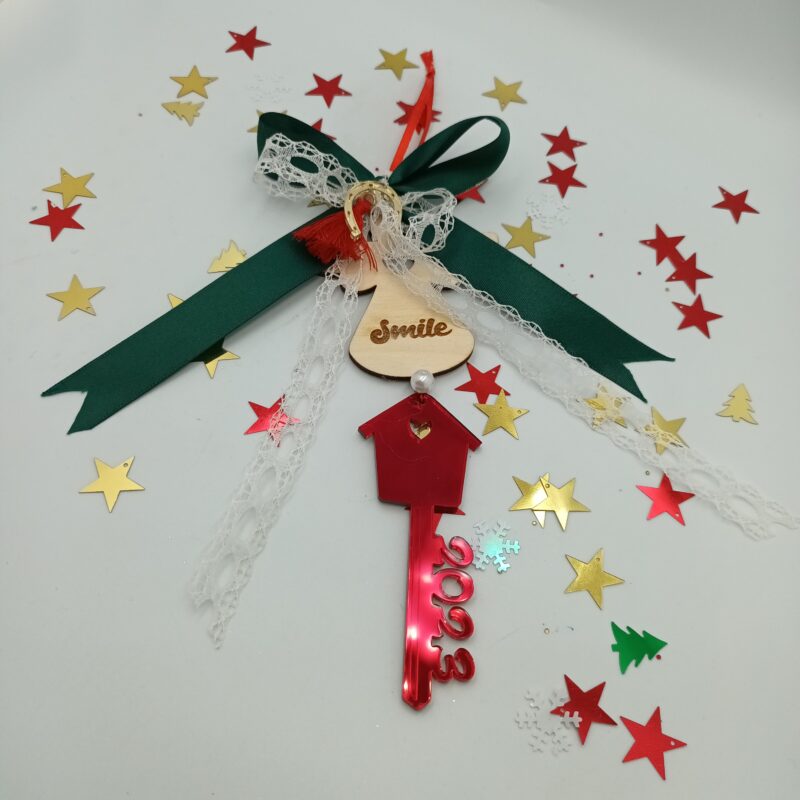 Kρεμαστό γούρι άγγελο με plexiglass κλειδί Χριστούγεννα / Πρωτοχρονιά woodworld