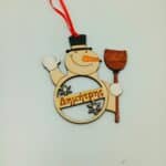 Χειροποίητο ξύλινο στολίδι Χιονάνθρωπος