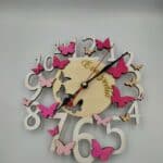 Ξύλινο ρολόι με Πεταλούδες