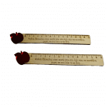 Ξύλινος χάρακας με κοκκινο μήλο plexiglass με αφιέρωση