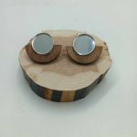 Χειροποίητα ξύλινα σκουλαρίκια Ασημί