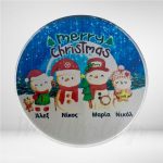 Στρογγυλό Μαγνητάκι με οικογένεια χιοναθρωπάκια