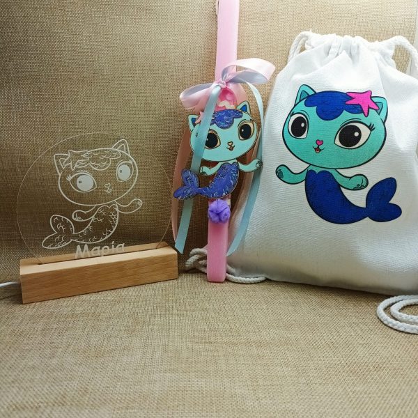 Σετ Λαμπάδα για κορίτσι γοργόνα με φωτιστικό