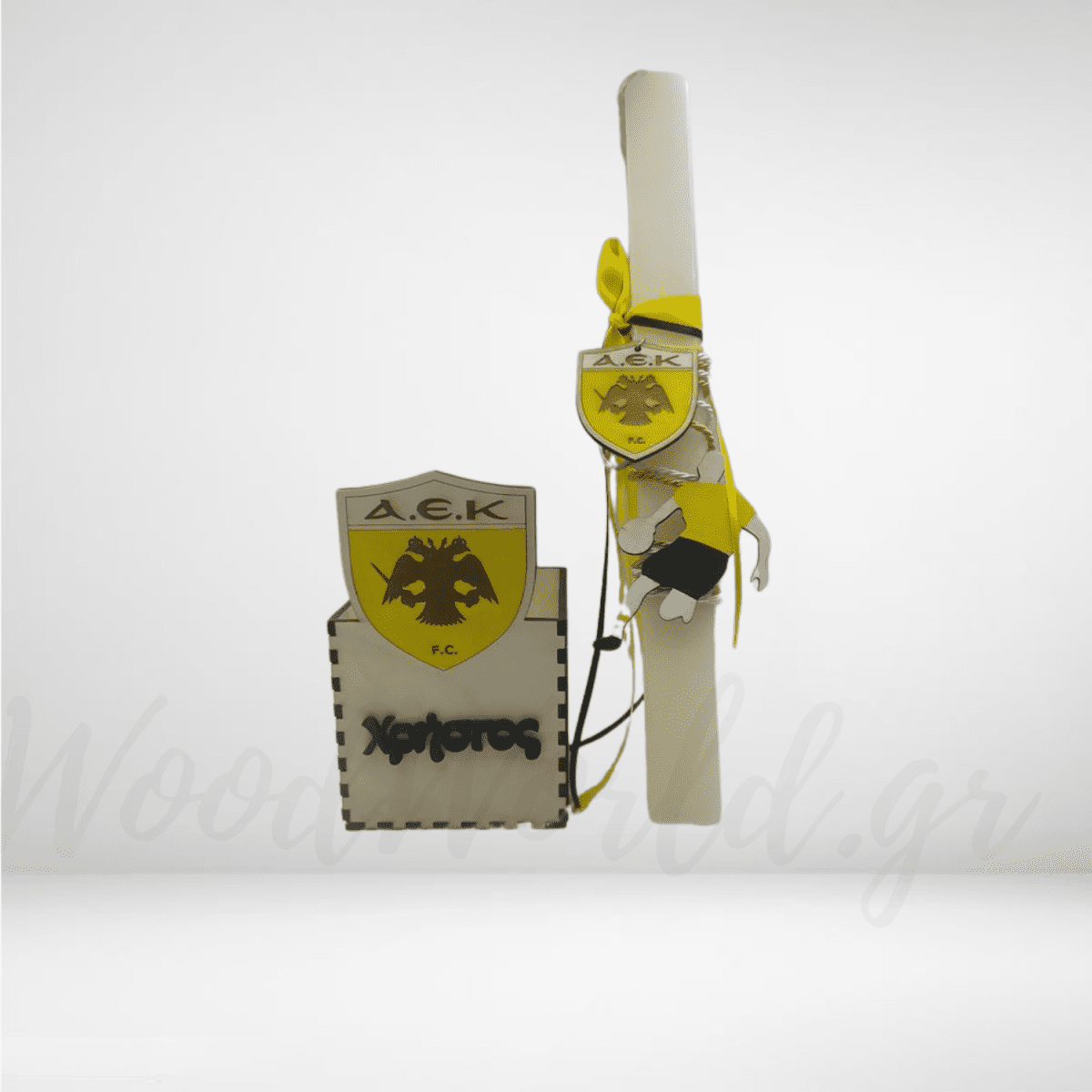 Pink Watercolor Happy Easter Card (Square) (6) Σετ Λαμπάδα Αεκ με μολυβοθήκη - Image 1