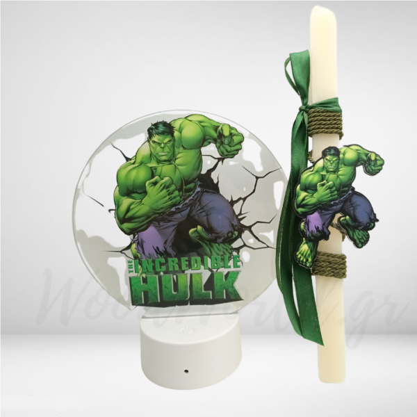 Σετ Λαμπάδα Hulk με φωτιστικό Λαμπάδες woodworld