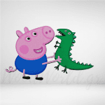 Ξύλινη Φιγούρα George  με δεινόσαυρο