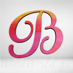 Μονόγραμμα σε ξύλο με αποχρώσεις ροζ