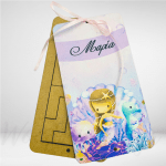 Ξύλινο Tetris βυθός θάλασσας με γοργόνα