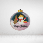 Ξύλινη μπάλα με χιονάνθρωπο Merry Christmas