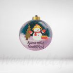 Ξύλινη μπάλα με χιονάνθρωπο Χρόνια πολλά Νονά-Νονέ