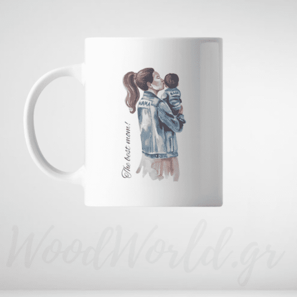 Κούπα μαμά με μωρό αγοράκι μπλέ