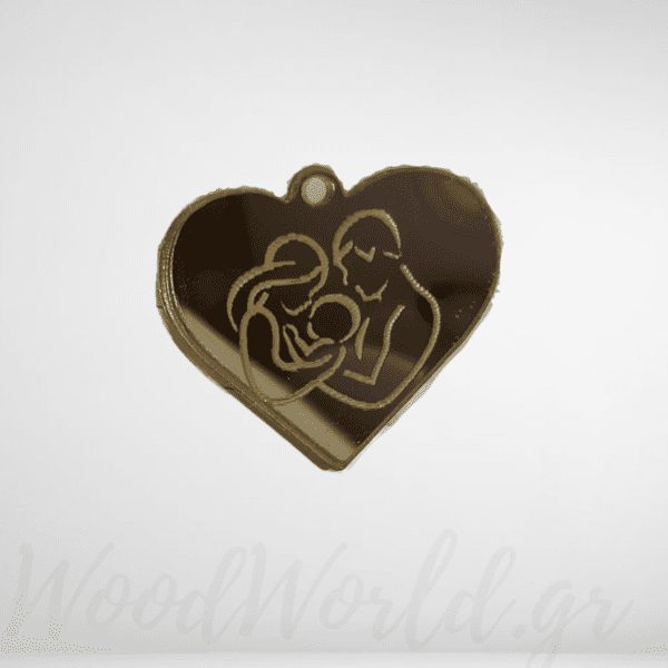 Διακοσμητικό plexiglass χρυσό καρδιά με οικογένεια