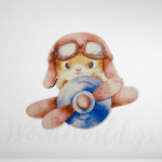 Ξύλινη Φιγούρα αλεπουδάκι με αεροπλανάκι