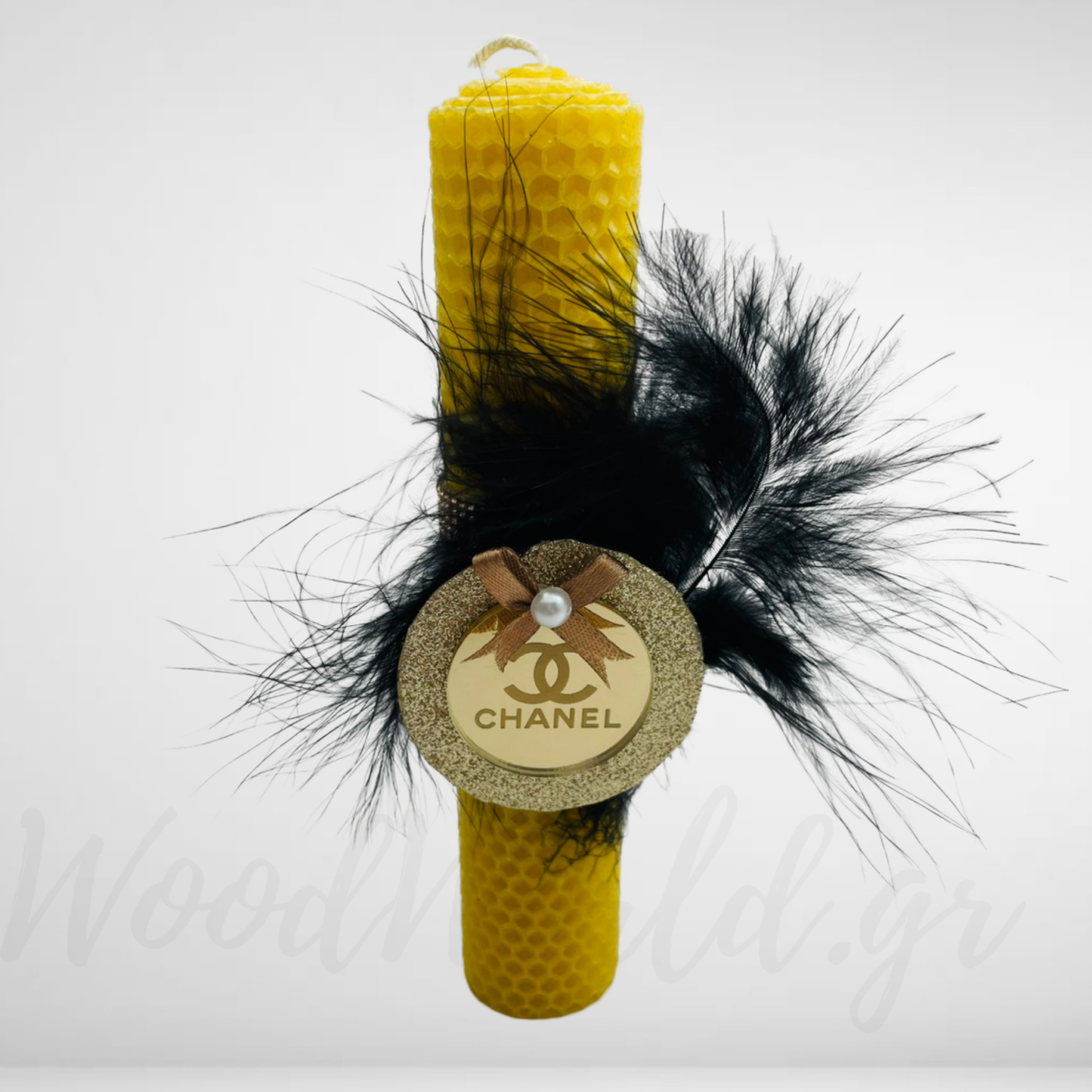 WoodWorld.gr (16) Λαμπάδα μελισσοκέρι Chanel - Image 1