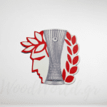 Ξύλινη Φιγούρα  ολυμπιακού με κύπελλο