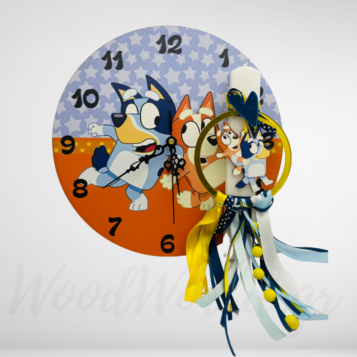 WoodWorld.gr Λαμπάδα Bluey με ρολόι - Image 1