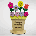 Ξύλινο Stand Γλαστράκι για δασκάλα 3d