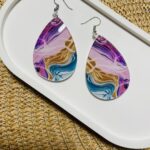 Σκουλαρίκια Plexiglass με πολύχρωμο μάρμαρο