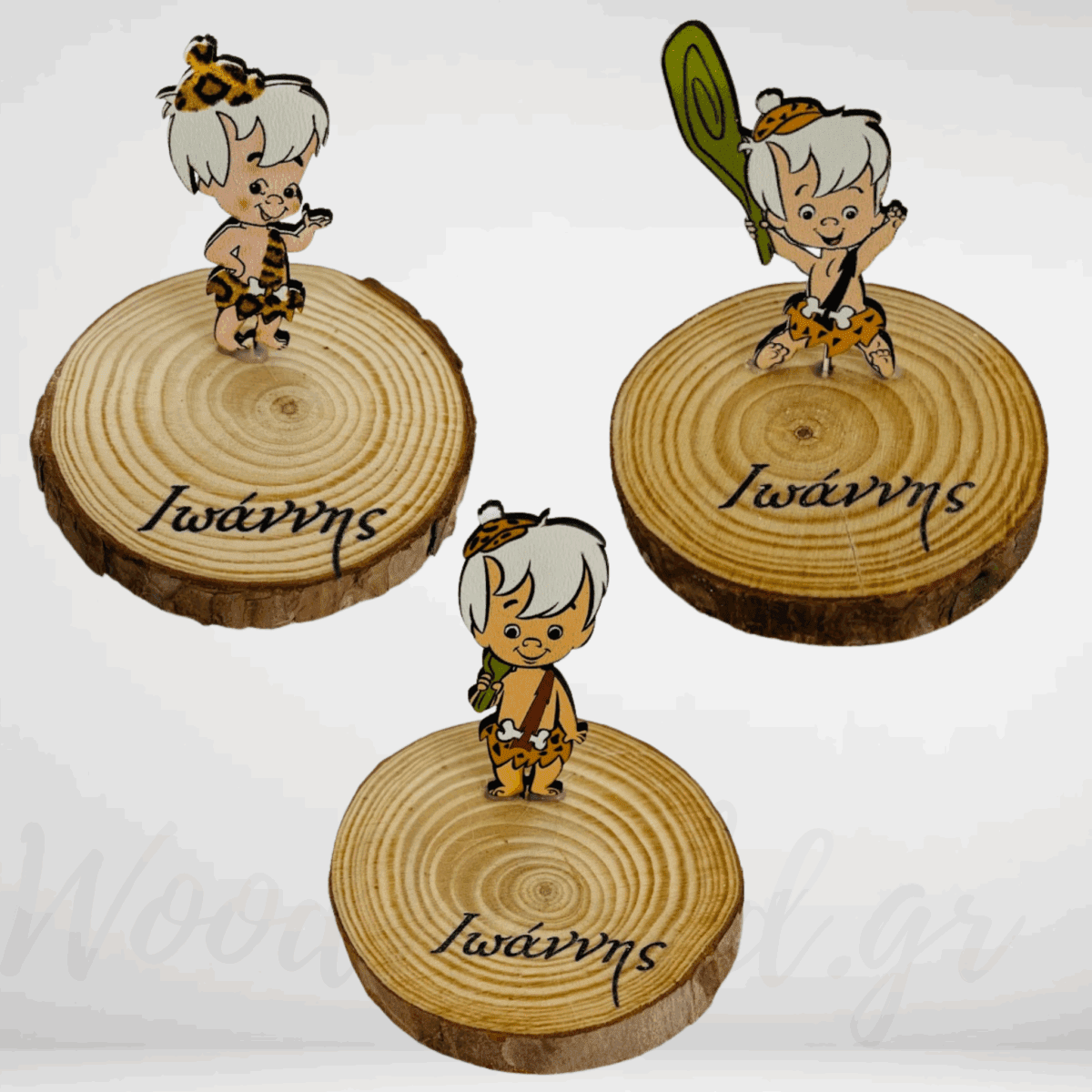 WoodWorld.gr (100) Μπομπονίερα κορμός ξύλου με φιγούρα bambam - Image 1