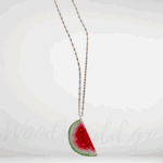 Κολιέ με ατσάλινη αλυσίδα καρπουζάκι plexiglass  διάφανο